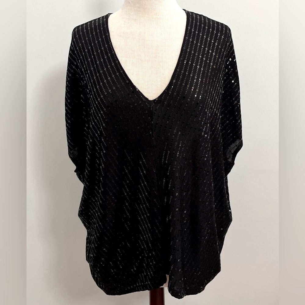 Clara Sun Woo Black Sequin V-Neck Top